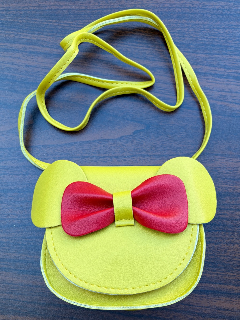 Minnie Mouse Inspired Yellow Mini Crossbody Purse Red Bow